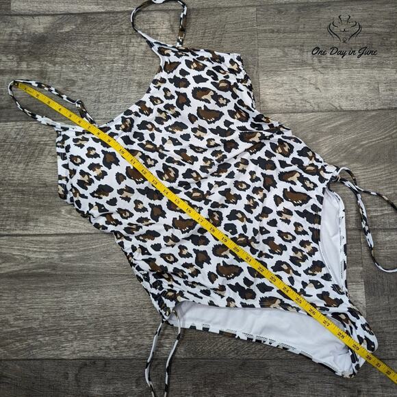 Peddney Ruched Side Leopard One Piece Swimsuit Size 2XL - Picture 3 of 4